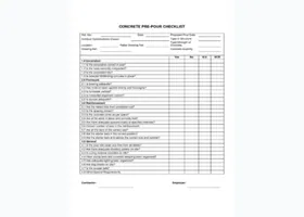 Concrete pre-pour checklist template