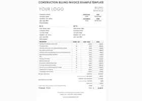Construction progress billing template