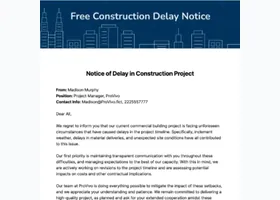 Construction site delay notice letter