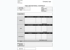 Construction time and material contract
