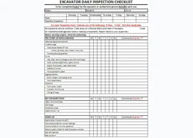 Excavator daily inspection checklist