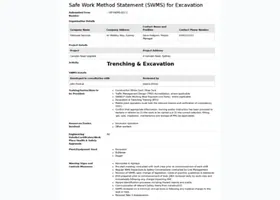 Safe work procedure — excavation