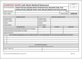 Safe work procedure — hand tools