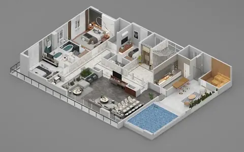 3D model floor plans, interior rendering