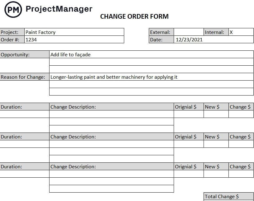 Project Change Order