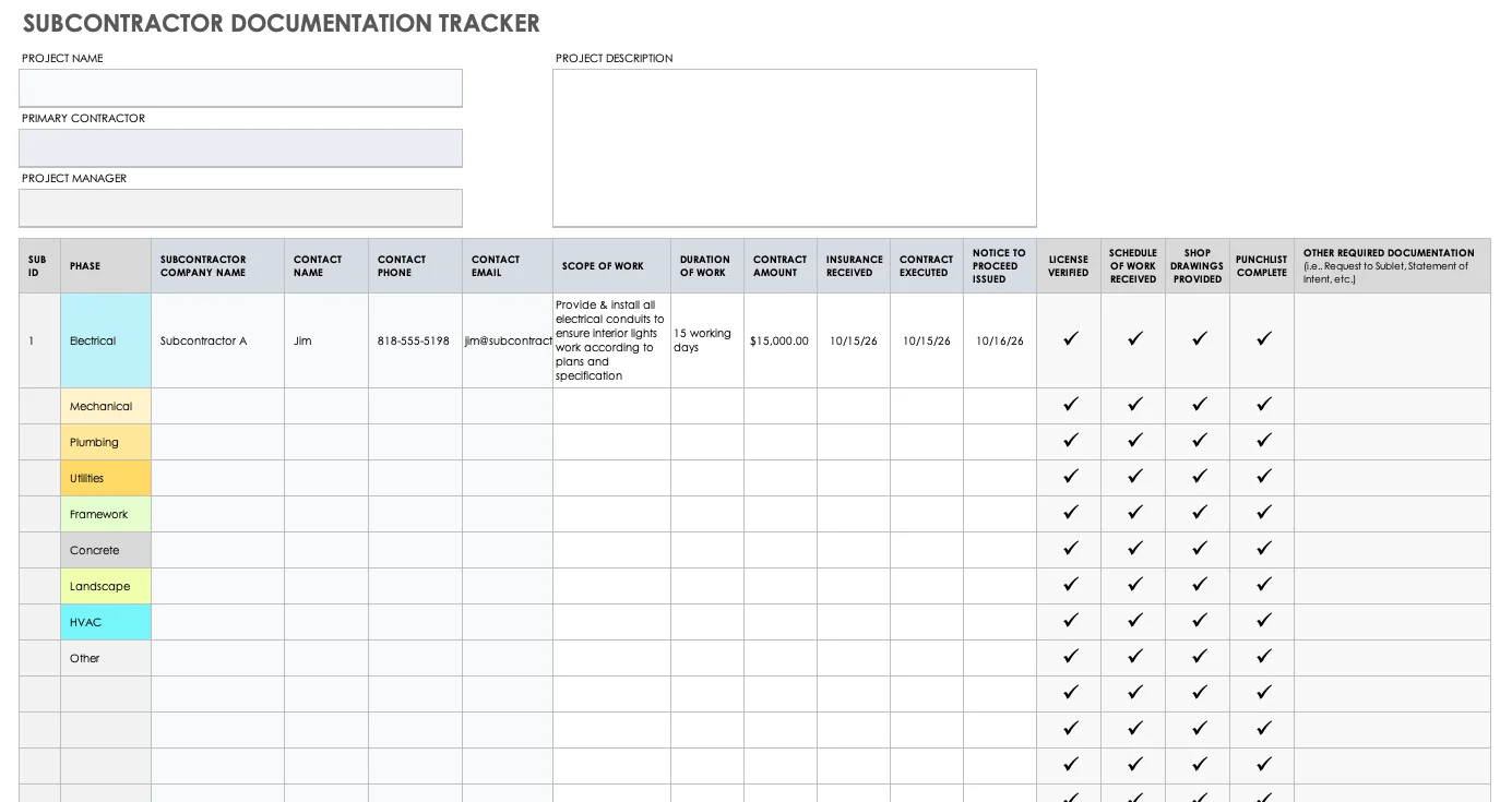 Construction Permit Tracking Log