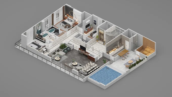 3D Model Floor Plans, Interior Rendering